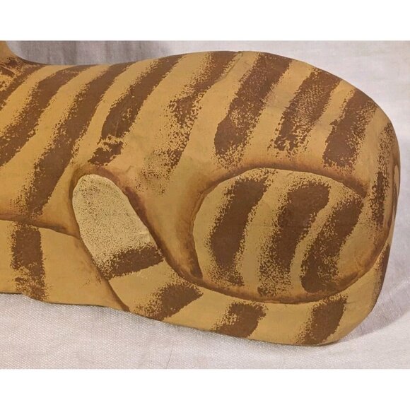 Cat Paper Mache Folk Art Hand Made Anthropomorphic Tabby Orange Kitty Primitive - Picture 12 of 16